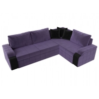 Угловой диван Николь (велюр фиолетовый чёрный) - Изображение 1